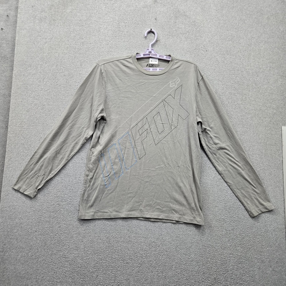 Fox Men Shirt M Gray Logo Graphic Spellout Long Sleeve Standard Fit Tee READ